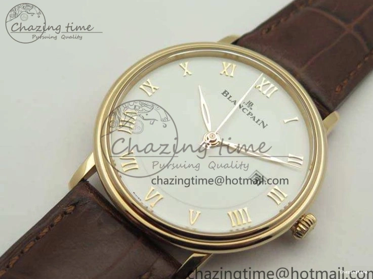 0824 Villeret 6651 RG ZF 1:1 Best Edition White Dial On Brown Leather Strap A ComfortFit 8097